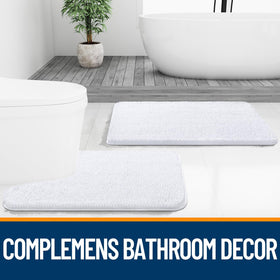 OLANLY white bath rug complements any décor and elevates bathroom comfort.