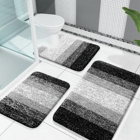 OLANLY 3-piece bath rug front view demonstrates plush microfiber for soft feet