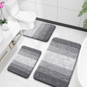 OLANLY 3pc grey bath rugs set offers plush feet comfort and quick drying.