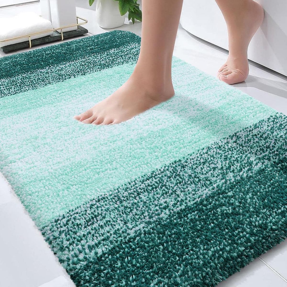 OLANLY bath mat with soft pile for luxurious foot comfort after shower
