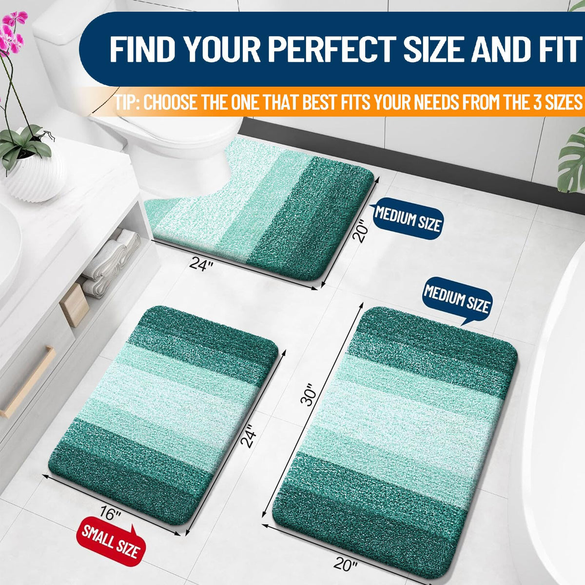 OLANLY bath mat gradient stripe design adds modern elegance