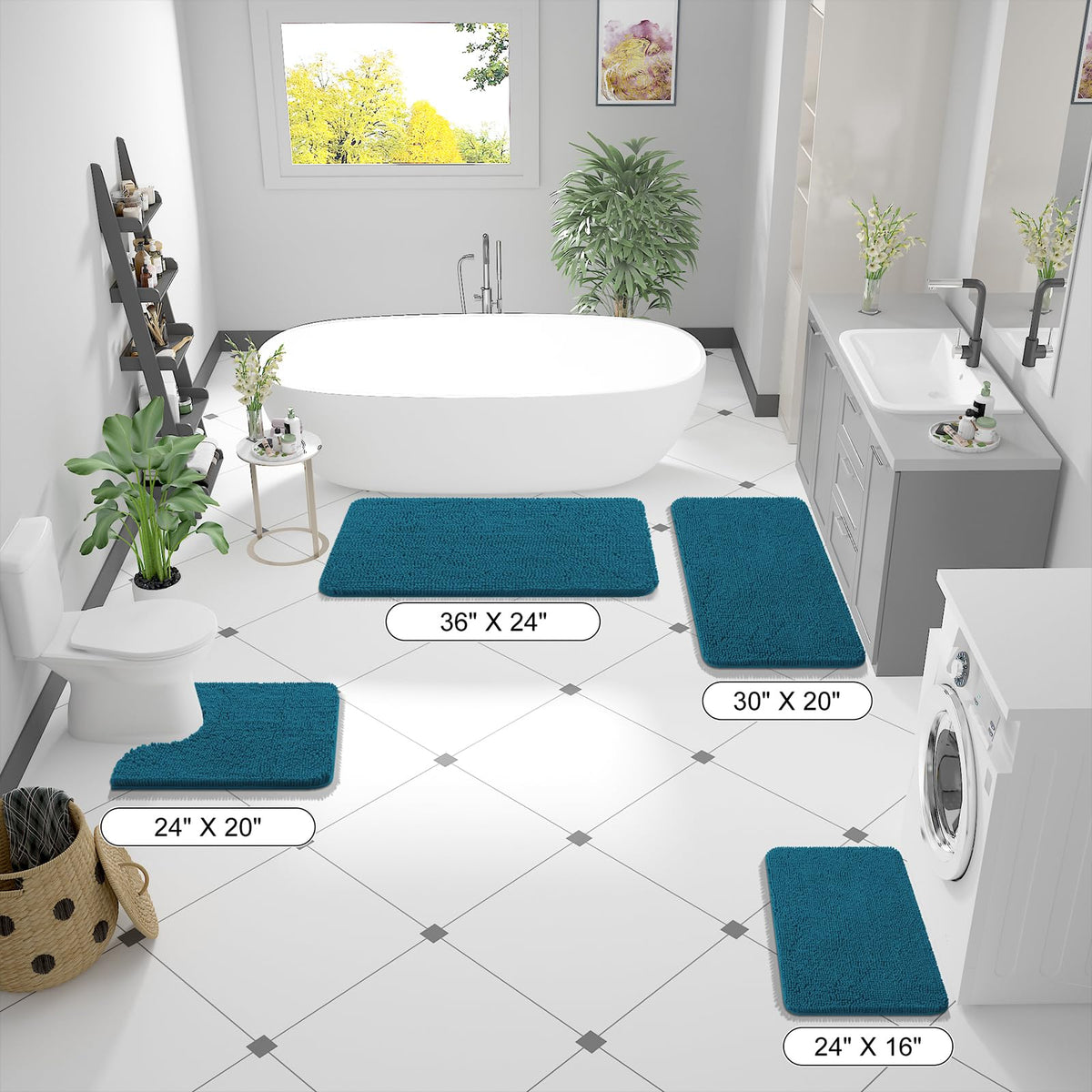 OLANLY peacock-blue bathroom decor adds style and warmth