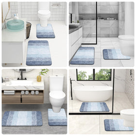 OLANLY bathroom entrance mat blue near tub for stepping comfort.