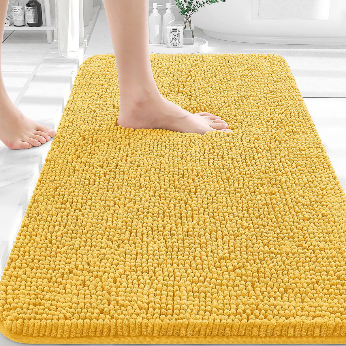 OLANLY bathroom rug 30x20 soft chenille cushions feet and adds cozy warmth