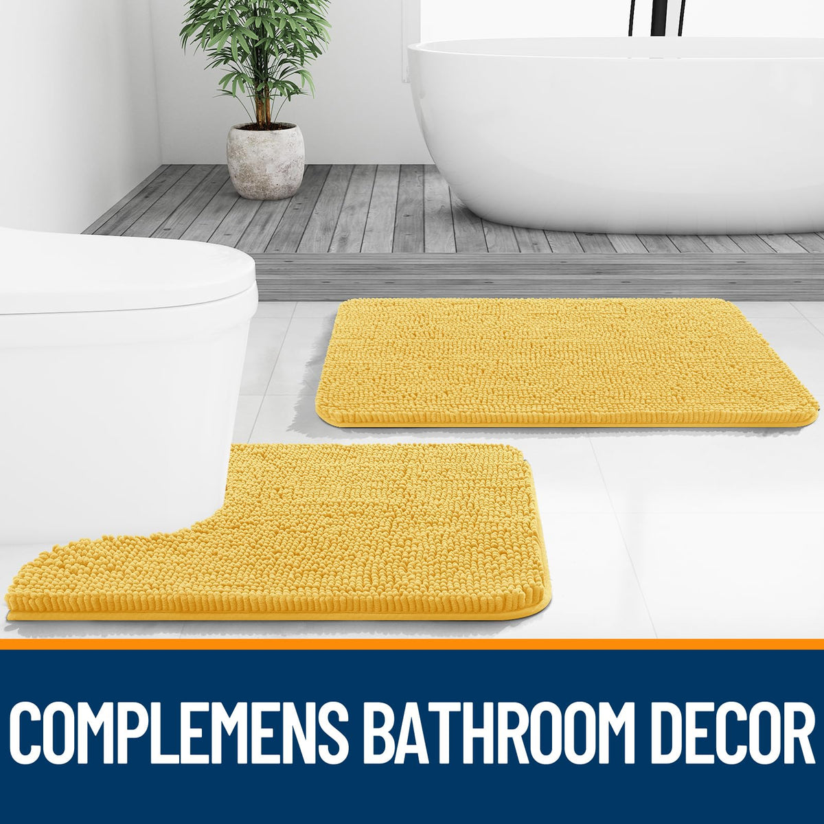 OLANLY yellow color brightens the bathroom while keeping toes warm