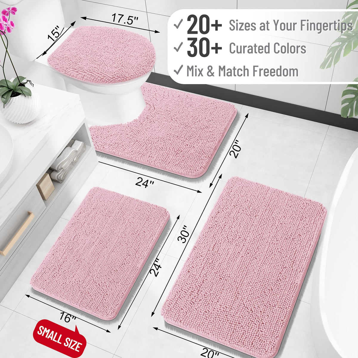 OLANLY bathroom rug absorbent dense chenille demonstrates moisture absorption close-up.