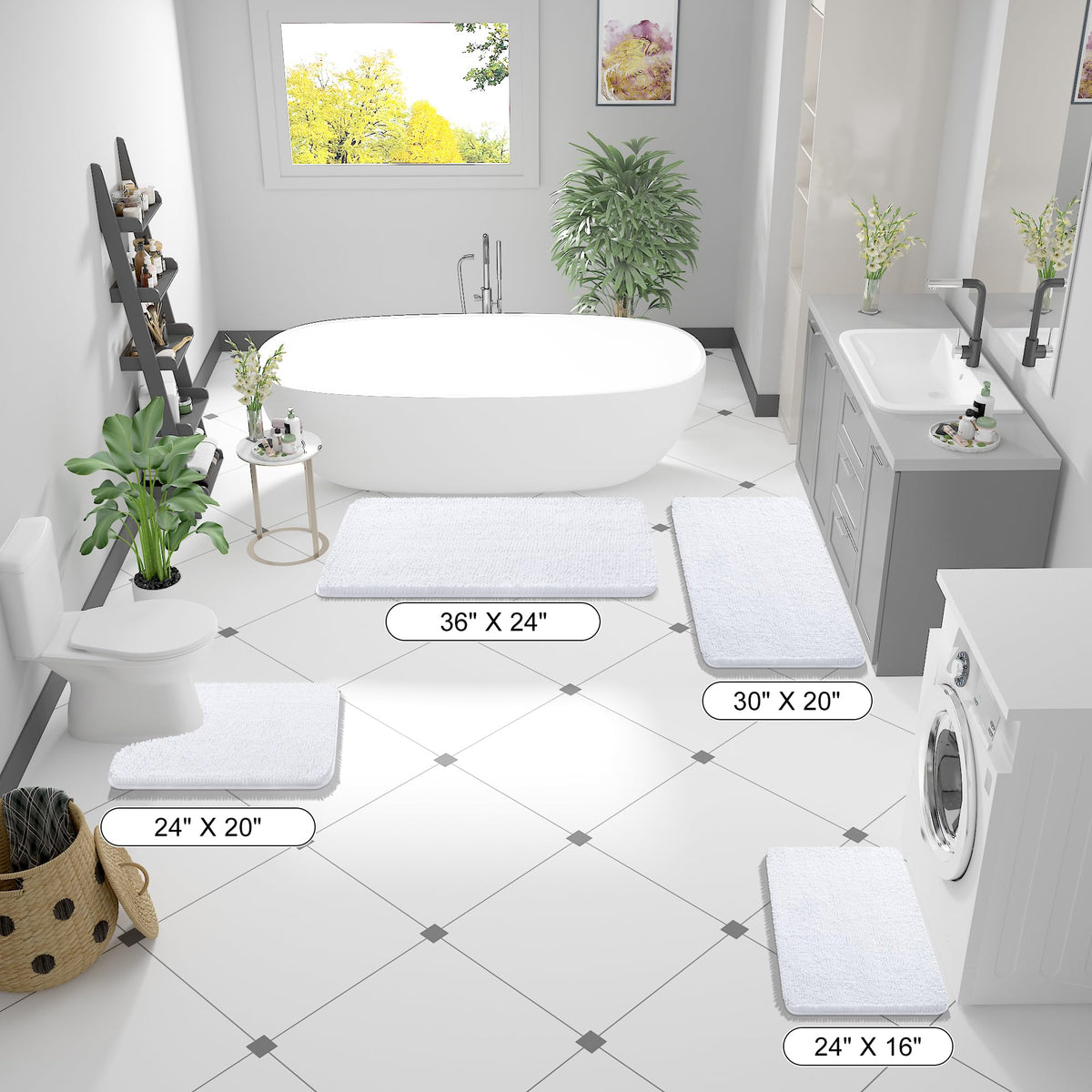 OLANLY bathroom rug chenille absorbs moisture quickly to guard floors.