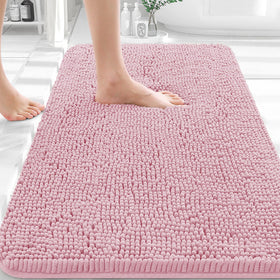 OLANLY bathroom rug chenille soft closeup for cozy, plush feet.