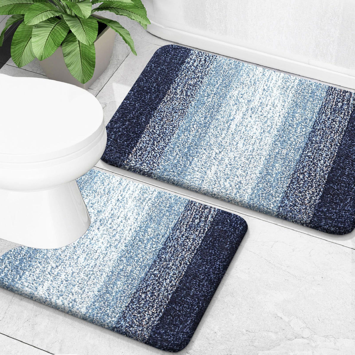 OLANLY bathroom rug set with dense microfiber pile for plush absorbency.