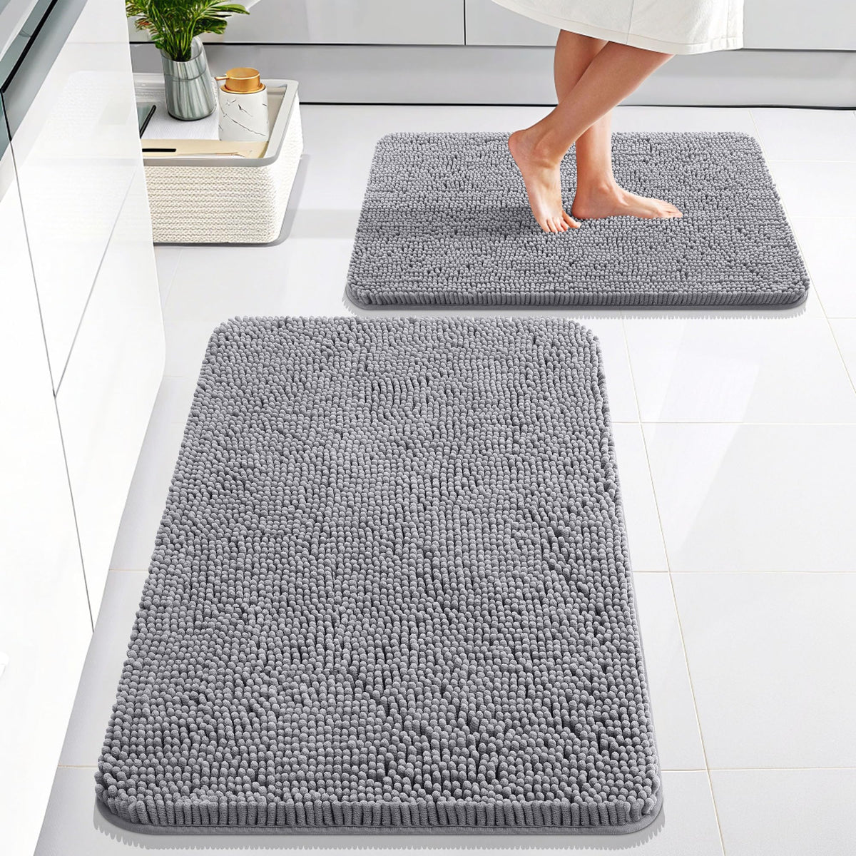 OLANLY bathroom rug soft-chenille texture for cozy underfoot comfort