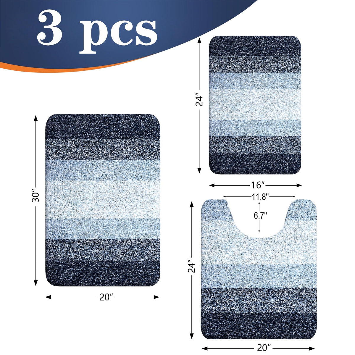 OLANLY U-shaped toilet rug anchors securely for warm feet by the sink.