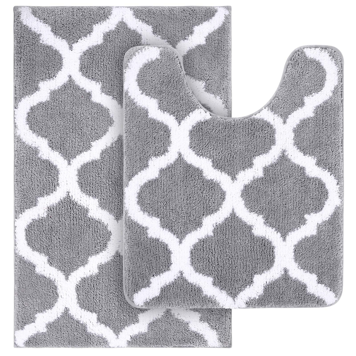 OLANLY bathroom rug set 2-piece with Moroccan design provides soft, plush comfort