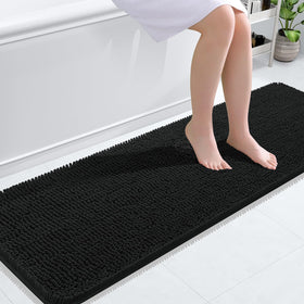 OLANLY bathroom runner front view with plush chenille for a cozy bathroom