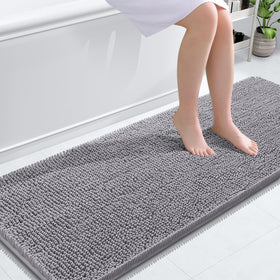 OLANLY bathroom runner rug grey with soft chenille for cozy feet and quick-drying performance
