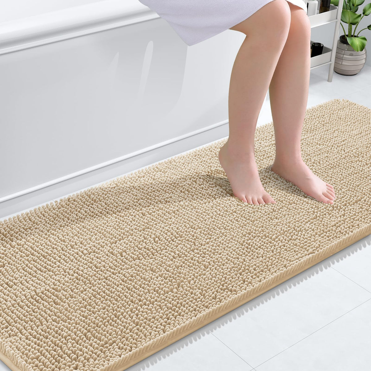 OLANLY bathroom runner rug 70x24 on a clean bathroom floor for daily use