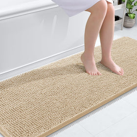 OLANLY bathroom runner rug 70x24 on a clean bathroom floor for daily use