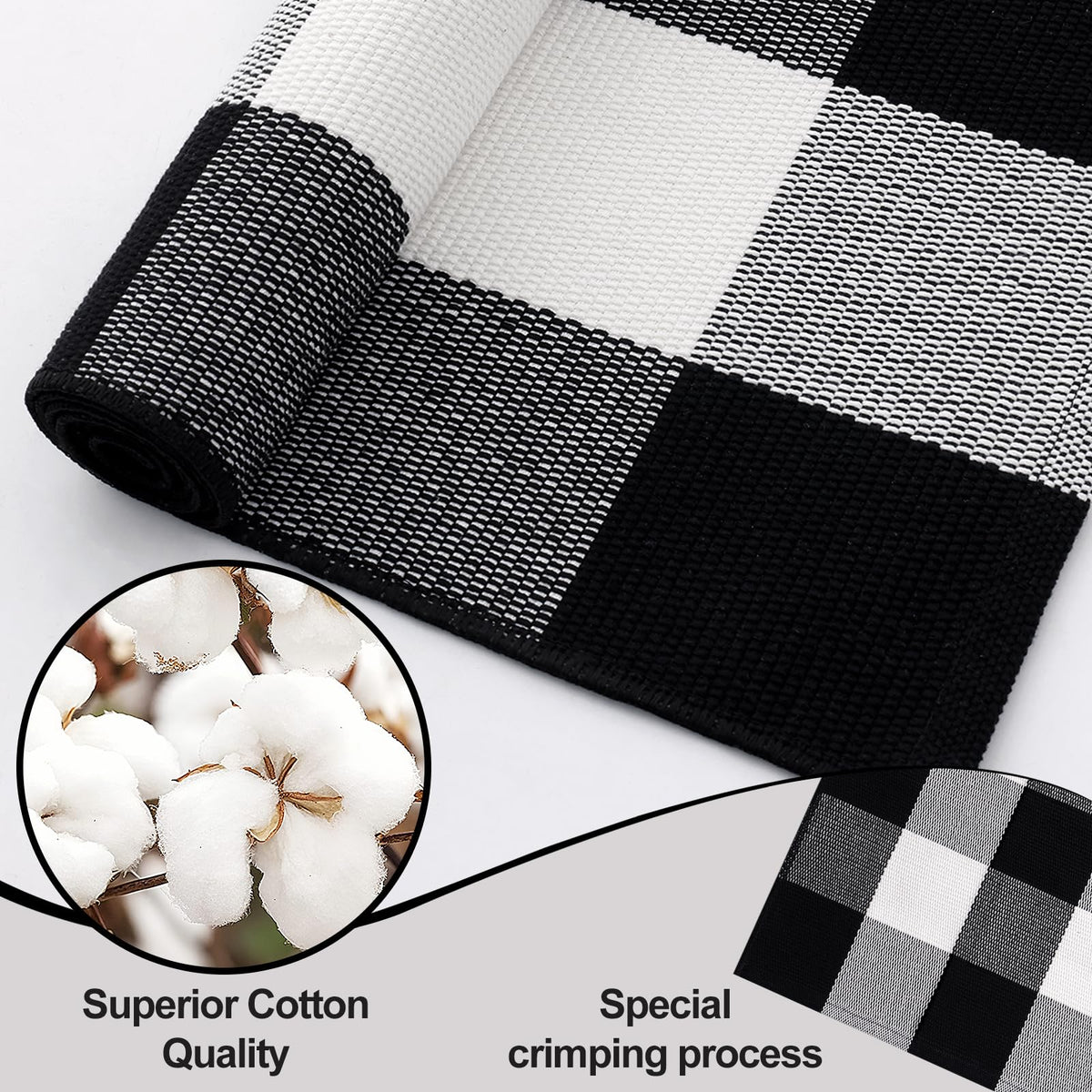 OLANLY Buffalo Plaid Rug folded shipment arrives compactly and flattens easily.
