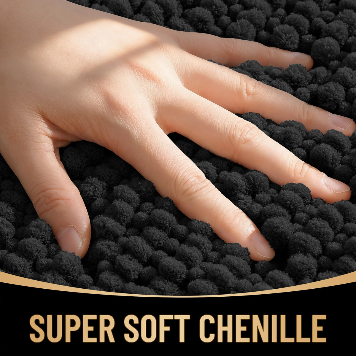 OLANLY chenille bath mat, dense pile for quick foot drying