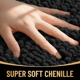 OLANLY chenille bath mat, dense pile for quick foot drying