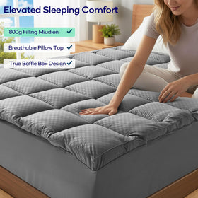 OLANLY deep-pocket skirt securing topper to mattress.