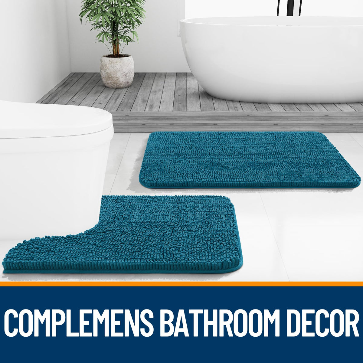 OLANLY front-of-sink placement for peacock-blue bath comfort