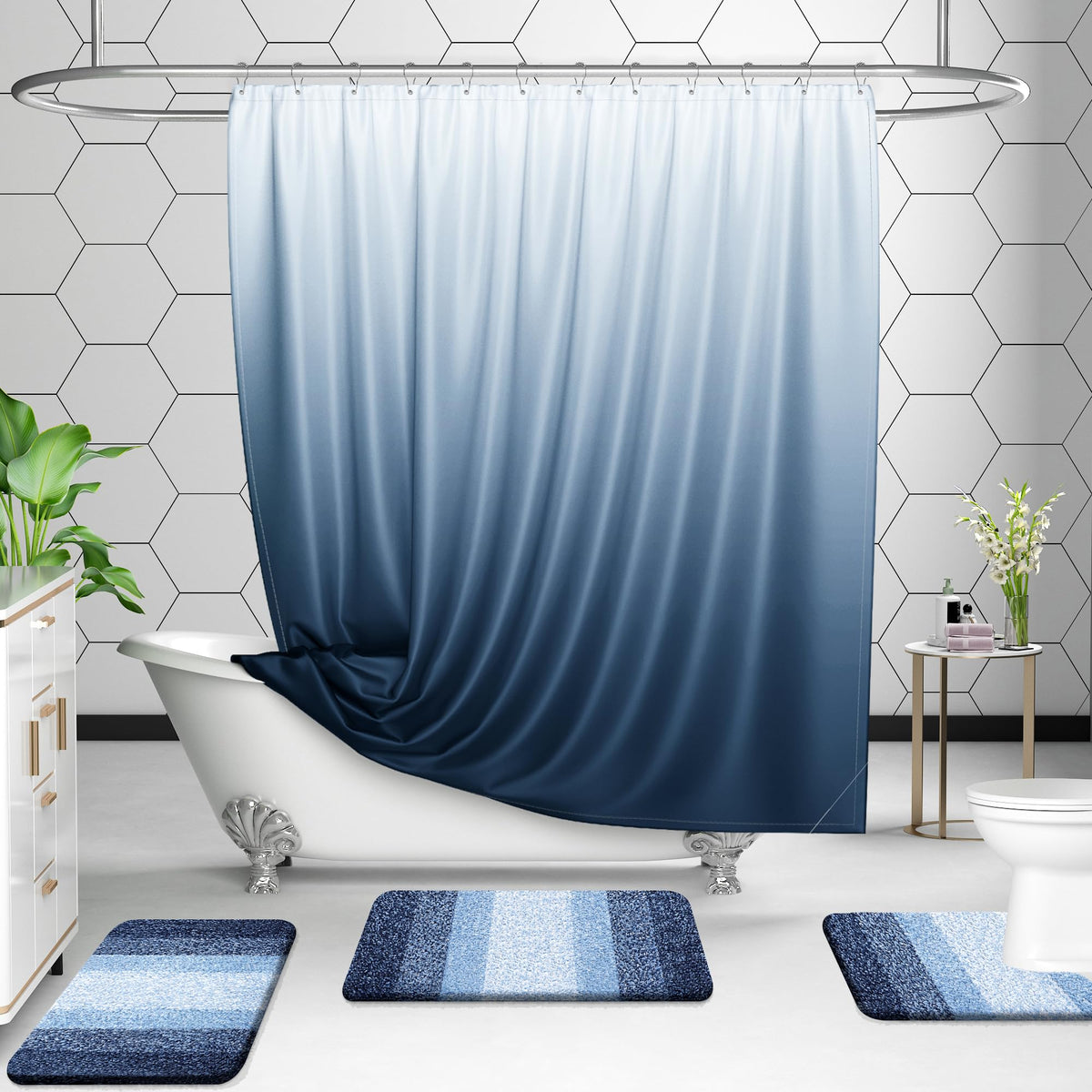 OLANLY geometric-design bath mats elevate décor while remaining practical.