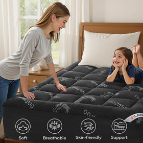 OLANLY hypoallergenic bamboo-topper close-up promotes skin-friendly comfort