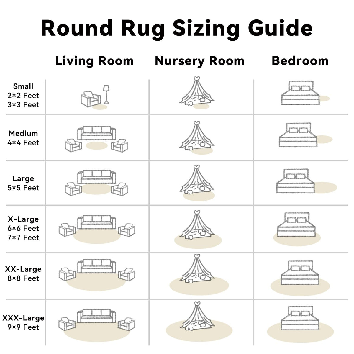 OLANLY Ivory Round Rug quick care guide for simple maintenance.