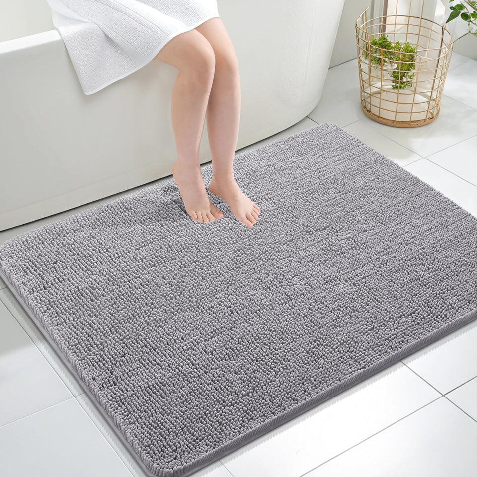 OLANLY large bathroom rug in plush chenille for warm feet
