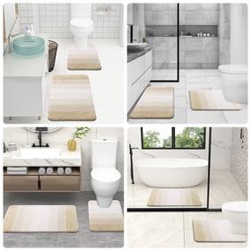 OLANLY light beige rug brings warm, neutral tone to sink or shower area.