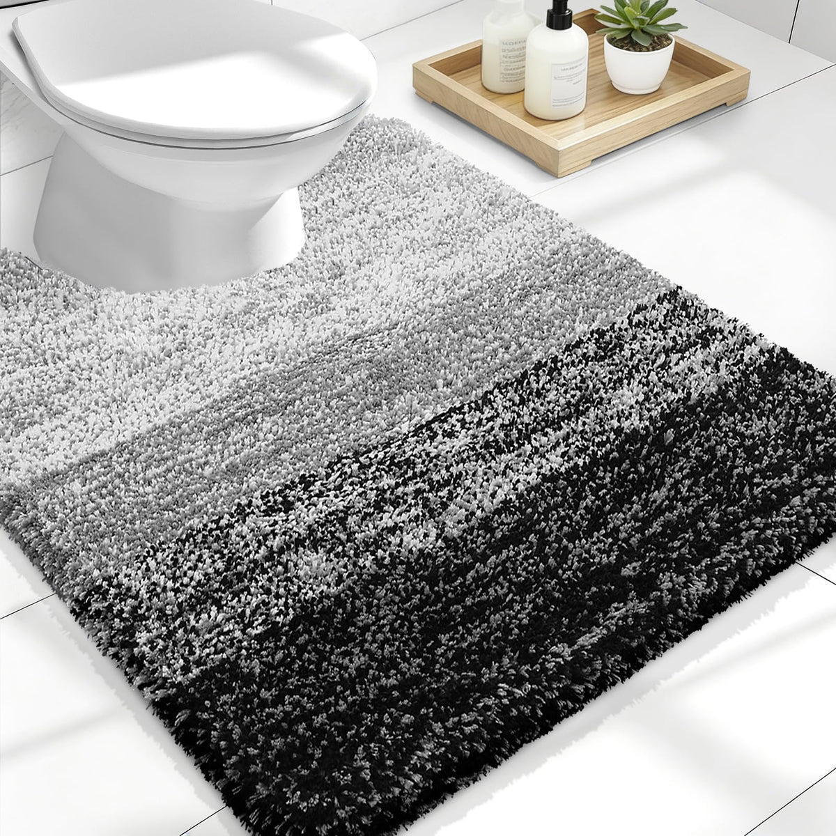 OLANLY luxury U-shaped toilet rug 24x20 for warm, plush comfort.