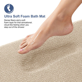 OLANLY memory foam bath mat close-up showing cloud-like cushioning