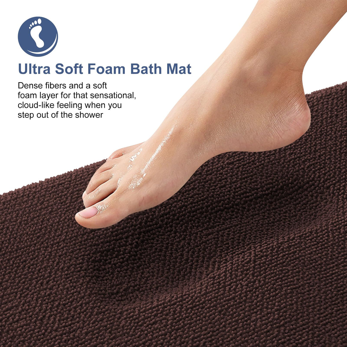 OLANLY memory foam bath mat with velvet top for plush, spa-like softness.