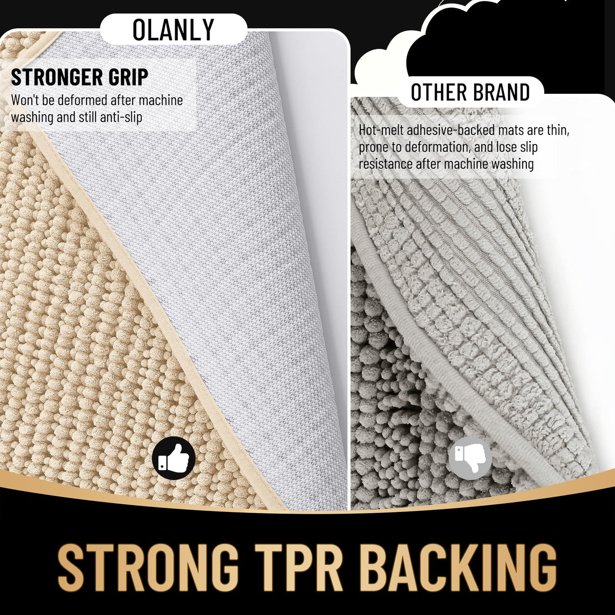 OLANLY multi-purpose bath rug suitable for vanity and guest baths.