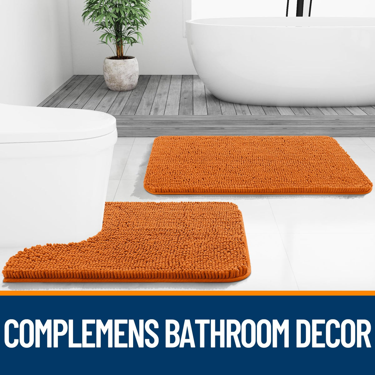 OLANLY multi-use bath rug adds comfort in bath, vanity, or entry.