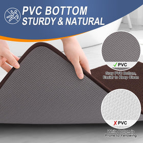 OLANLY bath mat with non-slip PVC backing helps stay put on dry floors.