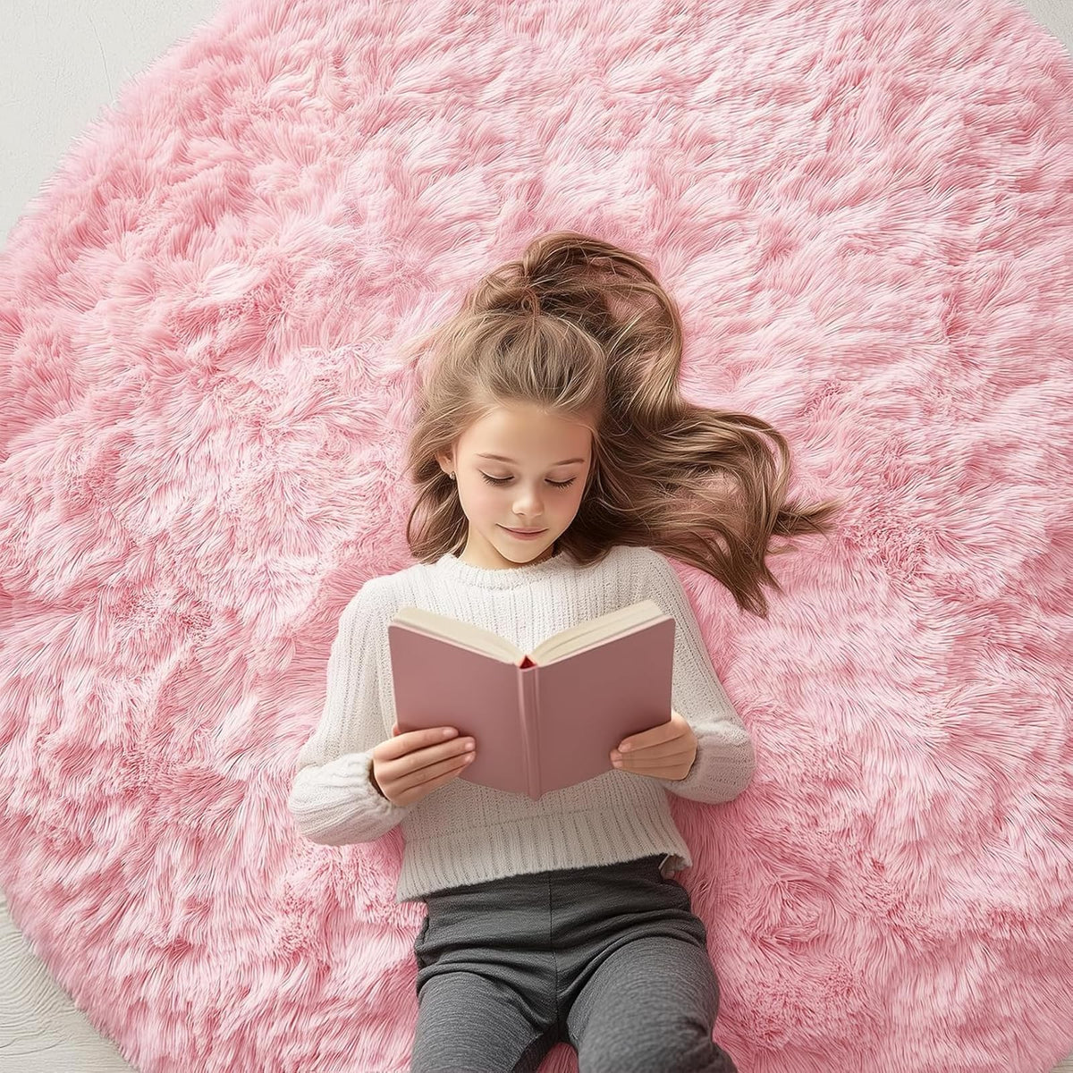 OLANLY pink round rug bedroom offers plush softness for cozy feet