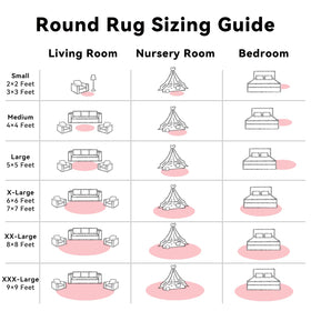 OLANLY pink round rug flat lay helps with room planning