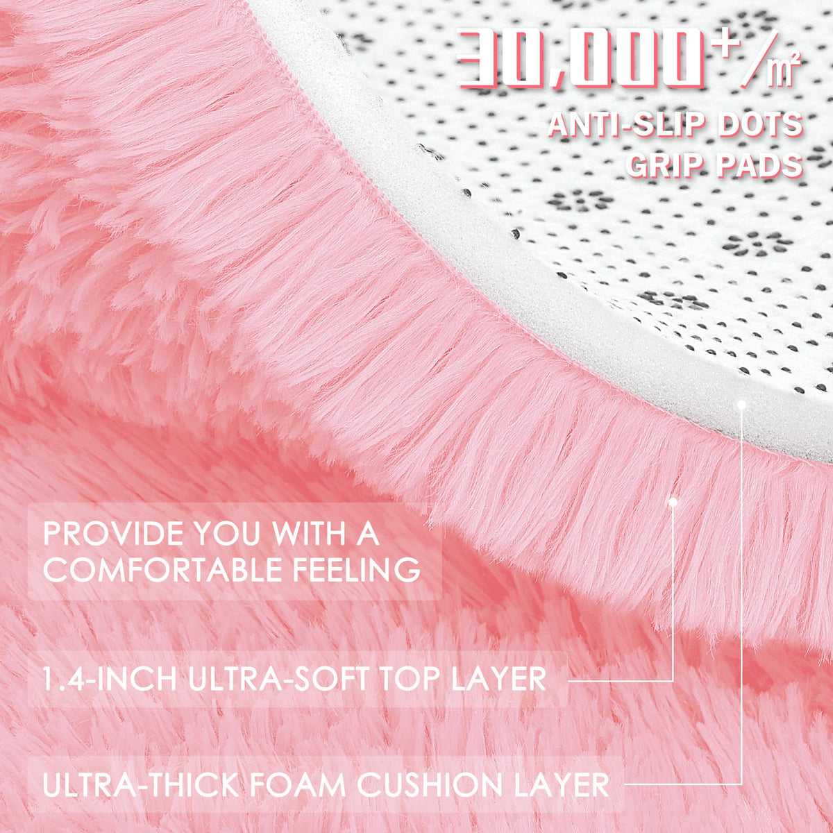 OLANLY pink round rug packaging shows compact, eco friendly shipping