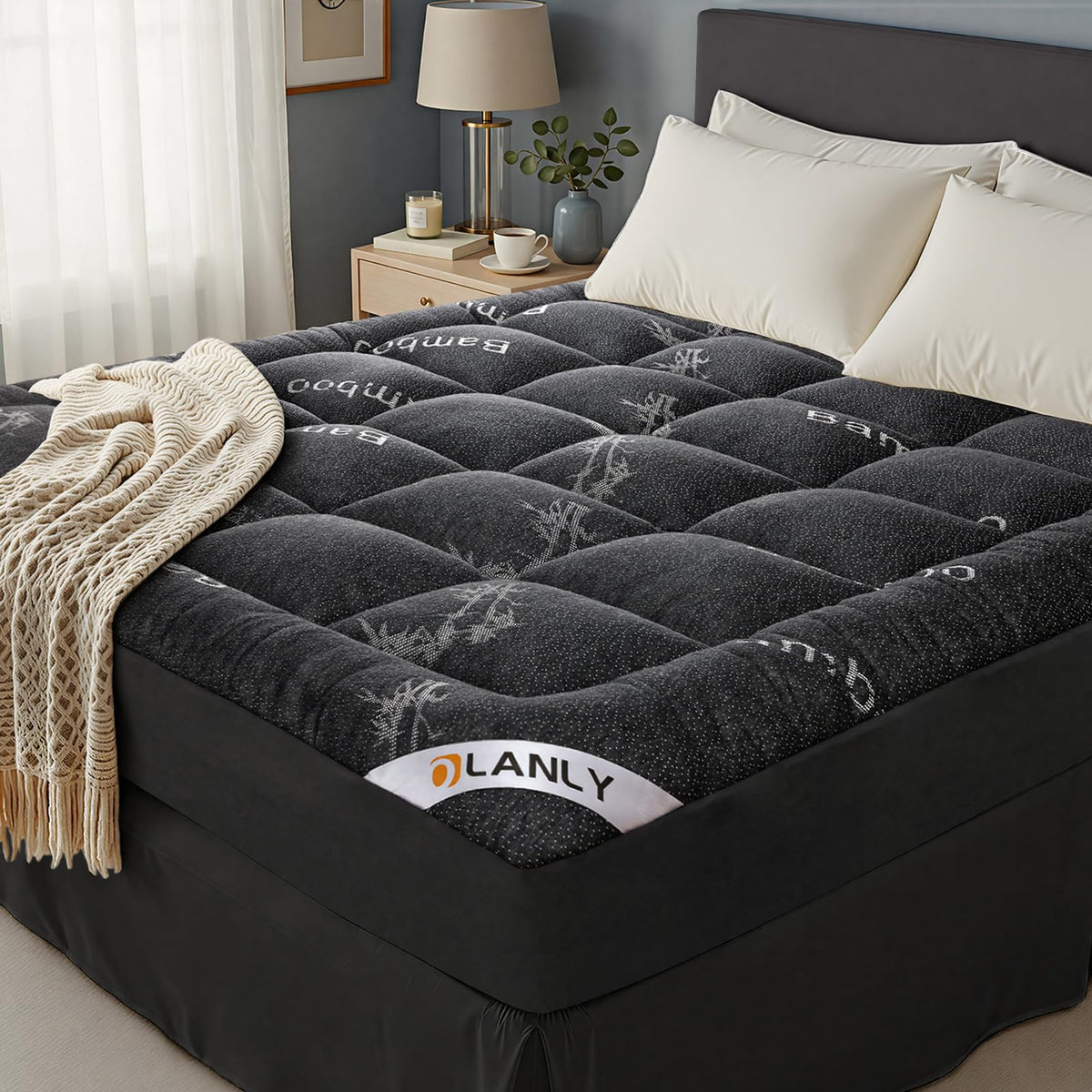 OLANLY queen topper pillow-top close-up emphasizes plush comfort for luxurious sleep