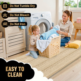 OLANLY quick-drying bath rug complements bathrooms, vanities, or guest suites.