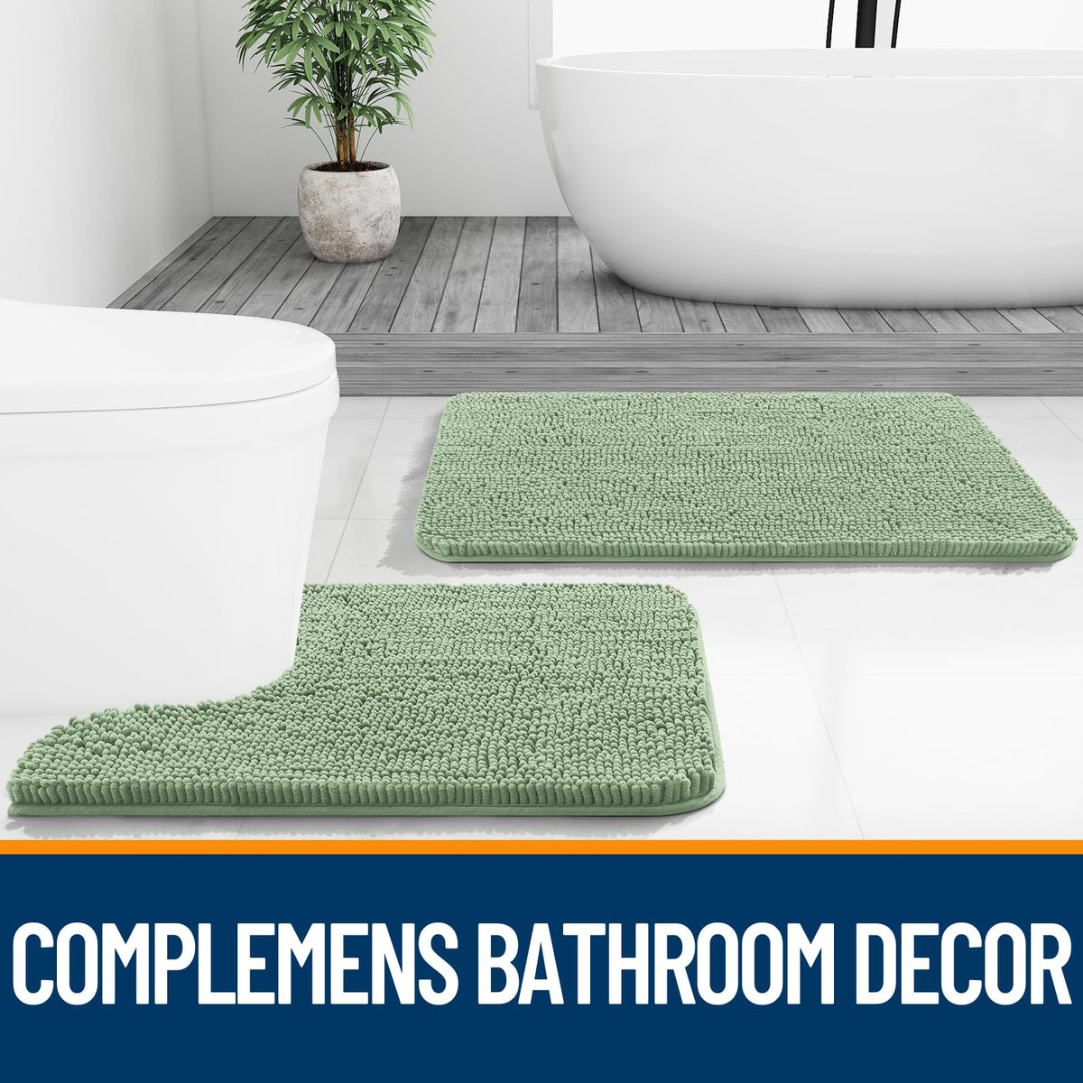 OLANLY sage green bath decor blends with any bathroom style.