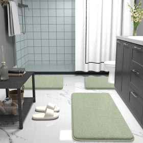 OLANLY sage green decor bath mat adds subtle luxury to bathroom styling.
