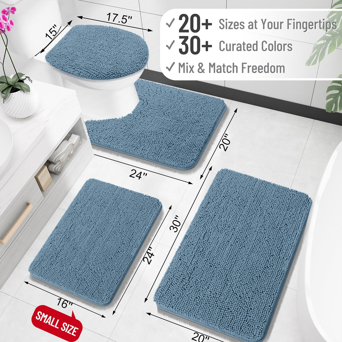 OLANLY soft-chenille bath rug closeup showing dense, cloud-like fibers.
