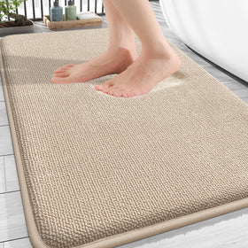 OLANLY thick memory foam bath mat 30x20 front view, plush comfort for step-in luxury