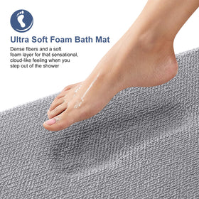 OLANLY gray bath mat close-up highlights absorbent surface