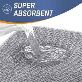 OLANLY gray bath mat with non-slip backing secures footing