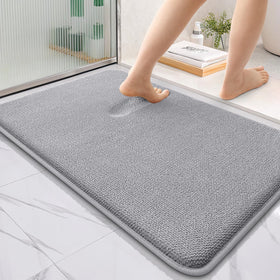 OLANLY thick memory foam bath mat grey 36x24 for cloud-like comfort by the tub.