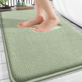 OLANLY thick memory foam bath mat in sage green offers cloud-soft comfort underfoot.