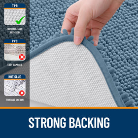 OLANLY airy blue bathroom rug complements decor with soft touch